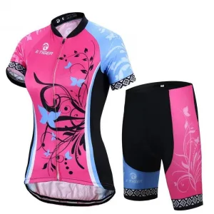 Women's Cycling Suit - "X-Pro" - Rose with Flowers
