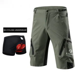 MTB Cycling Shorts - Khaki Green with Gel