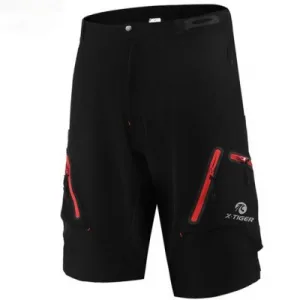MTB Cycling Shorts - Black with Red Zipper