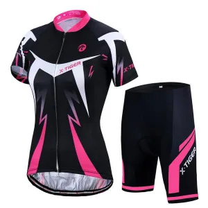 Women's Cycling Suit - "X-Pro" - Black & Pink