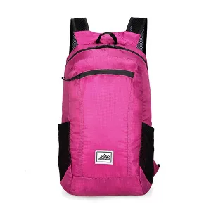 Foldable Travel Backpack Outdoor Bag - Pink