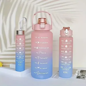 3pcs Gradient Sports Water Bottle - Pink-Blue