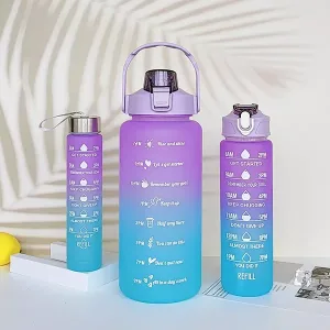 3pcs Gradient Sports Water Bottle - Purple-Blue