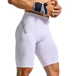 Men's Workout Compression Shorts - White, S